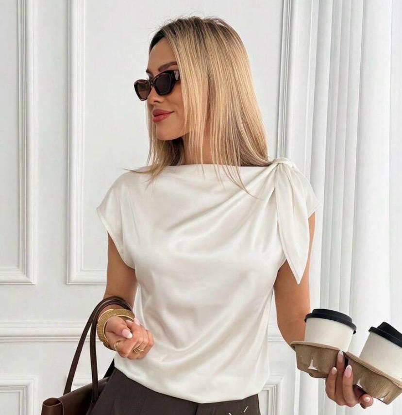 Elegant Shoulder Tie Blouse