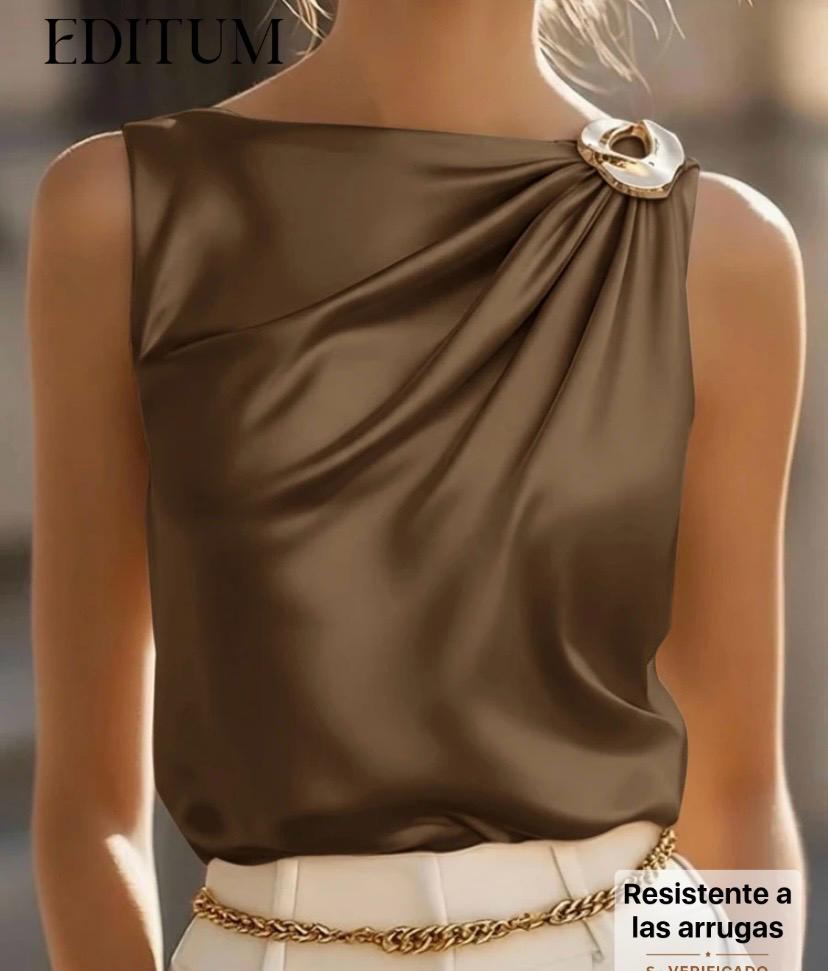 Elegant Draped Ring Detail Blouse