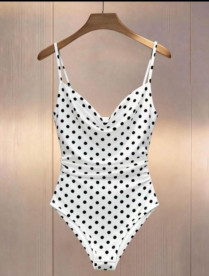 Women’s Polka Dot Cowl Neck Bodysuit